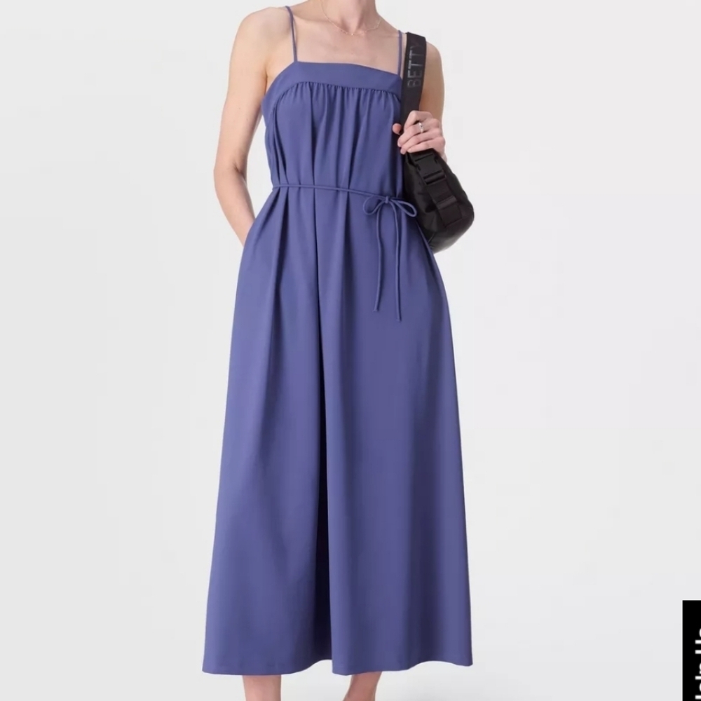 Sweaty Betty Explorer Summer Maxi Dress 10 Indigo Blue Stretch Athletic Pockets